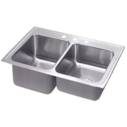 33 Inch Drop-In Double Bowl Stainless Steel Sink  - Featured View view