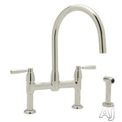 Double Lever Cast Spout Bridge Kitchen Faucet  - Polished Nickel view