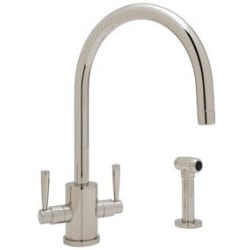 Double Lever Cast Spout Kitchen Faucet  - Satin Nickel view