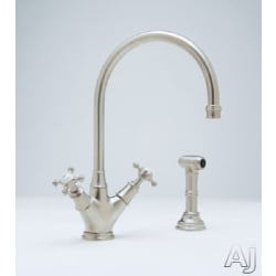 Double Handle Cast Spout Kitchen Faucet  - Satin Nickel view