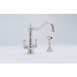 Double Lever Cast Spout Kitchen Faucet - Polished Nickel view