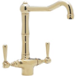 Double Lever Cast Spout Kitchen Faucet  - Inca Brass view