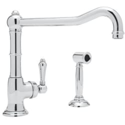 Single Handle Extended Cast Spout Faucet  - Polished Chrome (shown with metal handle) view