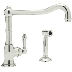 Single Handle Extended Cast Spout Faucet - Polished Nickel (shown with metal handle) view