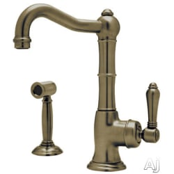Single Handle Cast Spout Bar Faucet - Tuscan Brass (shown with metal handle) view