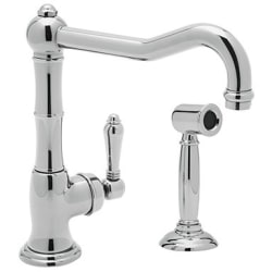 Single Handle Cast Spout Faucet - Polished Chrome (shown with metal handle) view