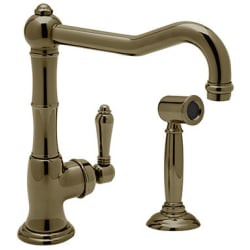 Single Handle Cast Spout Faucet - Tuscan Brass (shown with metal handle) view