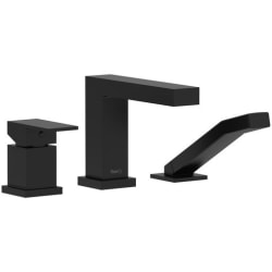 3-Hole Deck Mount Tub Filler Trim  - Kubik 3-Hole Deck Mount Tub Filler Trim with Hand Shower in Black view