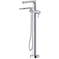 Thermostatic Single Hole Floor Mount Tub Filler Trim  - Nibi™ Thermostatic Single Hole Floor Mount Tub Filler Trim with Hand Shower in Chrome view