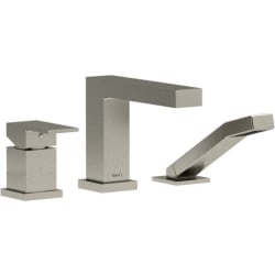 3-Hole Deck Mount Tub Filler Trim  - Kubik 3-Hole Deck Mount Tub Filler Trim with Hand Shower in Brushed Nickel view