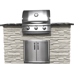 5' Ready-to-Assemble Outdoor Kitchen Island - Image Shown is for Stacked Stone White with Indian Black Countertop view