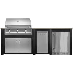 96 Inch Outdoor Kitchen Island  - Haven Outdoor™ 96" Brushed Black Outdoor Kitchen Island view