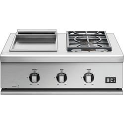 30 Inch Built-in Gas Dual Side Burner and Griddle  - Front View view