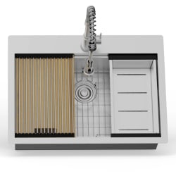 30 Inch Dual Mount Stainless Steel Kitchen Sink  - 30 Inch Dual Mount Stainless Steel Kitchen Sink with Hot and Cold Water Faucet view