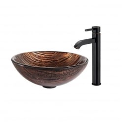 17 Inch Tempered Glass Vessel Sink  - Oil Rubbed Bronze view