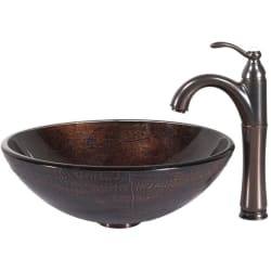 16 1/2 Inch Copper Illusion Glass Vessel Sink - Copper Illusion Glass Sink with Riviera Faucet view