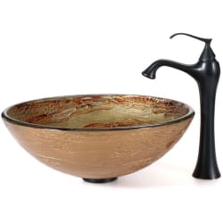 16 1/2 Inch Ares Glass Vessel Sink - Ares Glass Sink and Ventus Faucet view