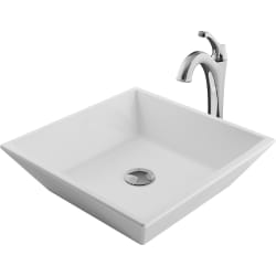 16 Inch Square Porcelain Ceramic Vessel Sink and Arlo™ Faucet Combo Set  - Chrome Main View view