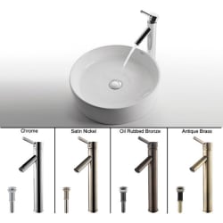 18 Inch White Round Ceramic Sink  - Featured View view