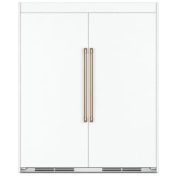 Side-by-Side Column Set with 33 Inch Refrigerator and 33 Inch Freezer in Matte White with Brushed Bronze Handles - Column Set view