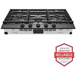36 Inch Gas Cooktop  - 36 Inch Gas Cooktop in Black Stainless Steel view
