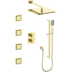 Crystal Bay Thermostatic 3-Point Shower System  - Crystal Bay Thermostatic Shower System in Polished Gold view