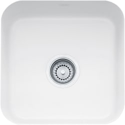 15 Inch Undermount Single Bowl Fireclay Sink: White - Undermount Single Bowl Fireclay Sink - source: https://www.kbauthority.com/franke-cck110-15wh-cisterna-17-inch-undermount-single-bowl-fireclay-sink-white.html view