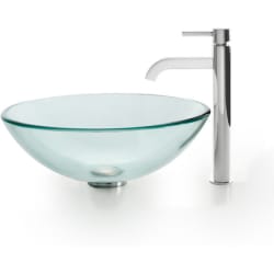 16.5 Inch Clear Glass Vessel Sink Combination  - 16.5 Inch Clear Glass Vessel Sink Combination view