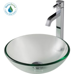 14 Inch Clear Glass Vessel Sink Combination  - KRAUS 14-inch Clear Glass Bathroom Vessel Sink view