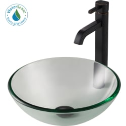 14 Inch Clear Glass Vessel Sink Combination  - KRAUS 14-inch Clear Glass Bathroom Vessel Sink view