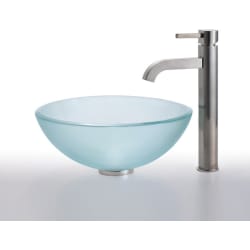 14 Inch Frosted Glass Vessel Sink Combination  - Kraus Faucet view
