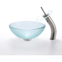 14 Inch Frosted Glass Vessel Sink Combination  - Kraus Faucet view
