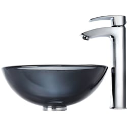 14 Inch Clear Black Glass Vessel Sink - Side View view