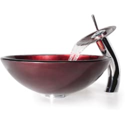 17 Inch Galaxy Fire Red Glass Vessel Sink Combination  - Kraus Faucet view