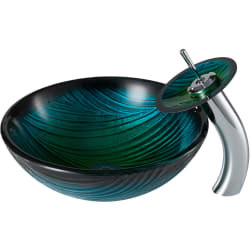 17 Inch Tempered Glass Vessel Sink  - Green Glass Bathroom Sink view