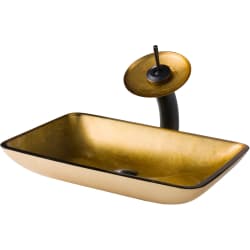 21 9/10 Inch Golden Pearl Rectangular Glass Sink  - Kraus Sink view