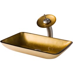 21 9/10 Inch Golden Pearl Rectangular Glass Sink  - Kraus Sink view