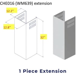 Chimney Extension for WM-639 Canopy Wall Mount Range Hood - Chimney Extension view