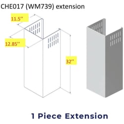 Chimney Extension for WM-739 Wall Mount Range Hood - Chimney Extension view