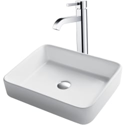 19-1/5 Inch White Rectangular Ceramic Sink  - Kraus Sink view