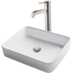 19-1/5 Inch White Rectangular Ceramic Sink  - Kraus Sink view