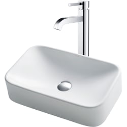 19-2/5 Inch White Rectangular Ceramic Sink  - Kraus Sink view