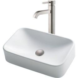 19-2/5 Inch White Rectangular Ceramic Sink  - Kraus Faucet view