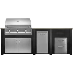 96 Inch Outdoor Kitchen Island  - Haven Outdoor™ 96" Brushed Black Outdoor Kitchen Island view