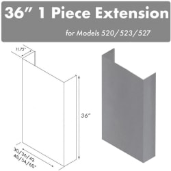 36 Inch Chimney for Under Cabinet Hoods - 3/4 View view
