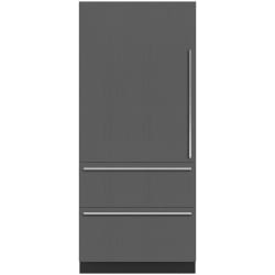 36 Inch Panel Ready Built-In Smart Refrigerator Column  - 36 Inch Designer Over-and-Under Refrigerator Internal Dispenser - Panel Ready view