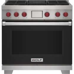 36 Inch Freestanding Dual-Fuel Smart Range  - 36 Inch Freestanding Dual Fuel Smart Range in Front View view