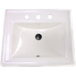 23 Inch Drop-In Rectangular Ceramic Vanity Sink- Bisque  - 23 Inch Drop-In Rectangular Ceramic Vanity Sink- Bisque with 3 Faucet Holes view