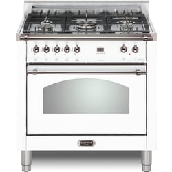 36 Inch Freestanding Dual Fuel Range - Dolcevita 36 Inch White Duel-Fuel Range with Chrome Trim view