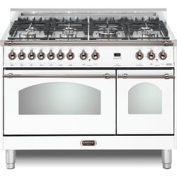 48 Inch Freestanding Dual Fuel Range - Dolcevita 48 Inch White Dual-Fuel Range with Chrome Trim view